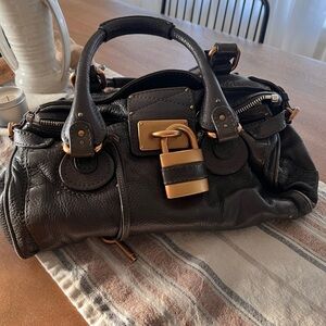 Original 2000s Chloe  Paddington Dark Khaki Green Leather Satchel Bag